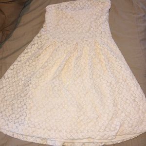 White Laced Strapless Dress